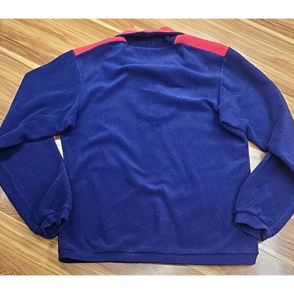 Vintage 90s Sequel Fleece Sweatshirt Color Block Size Small Navy Blue Red USA - Picture 7 of 9